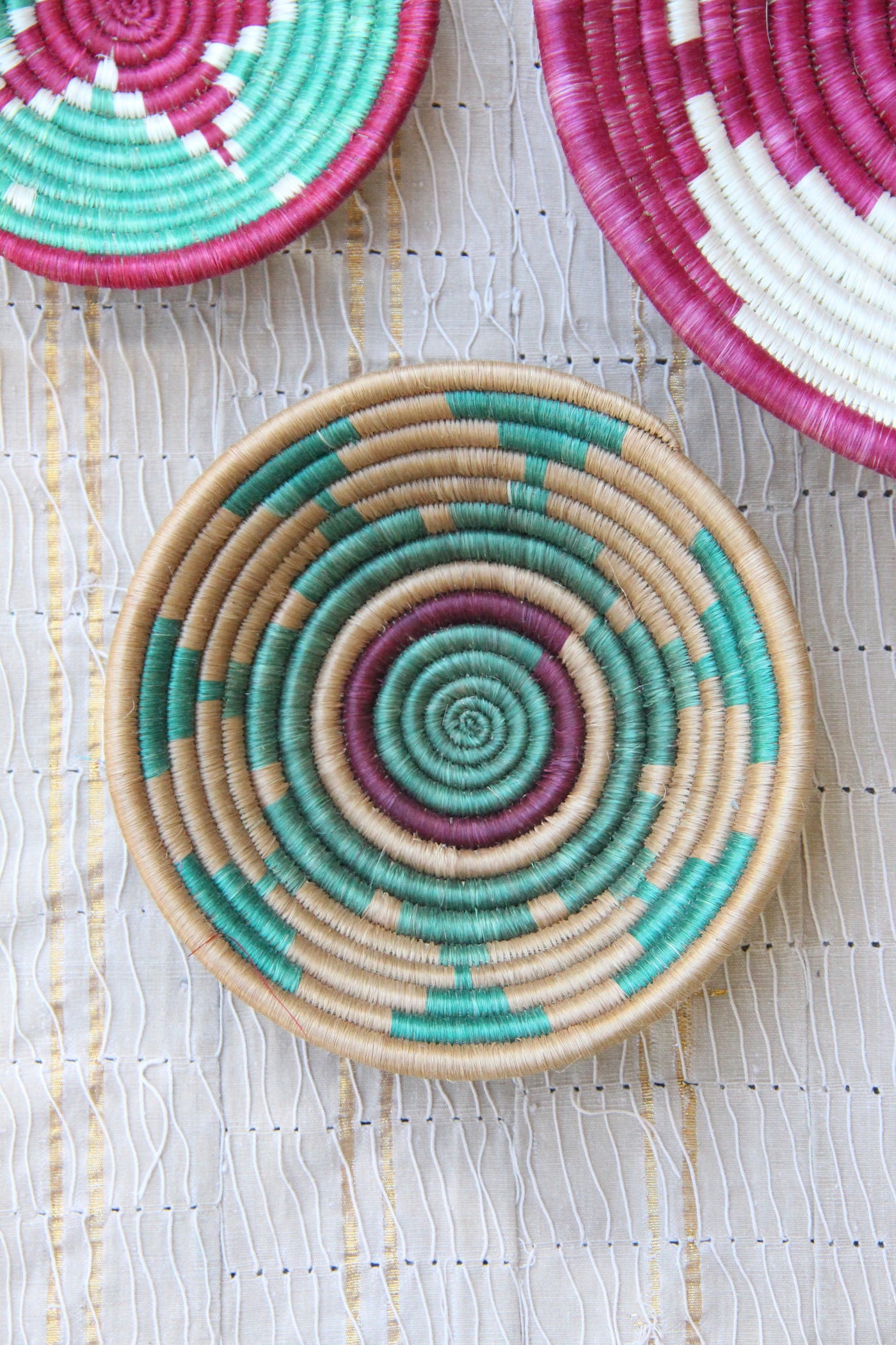 Margot Teal & Berry African Basket Collection, from Rwanda, Set of 5