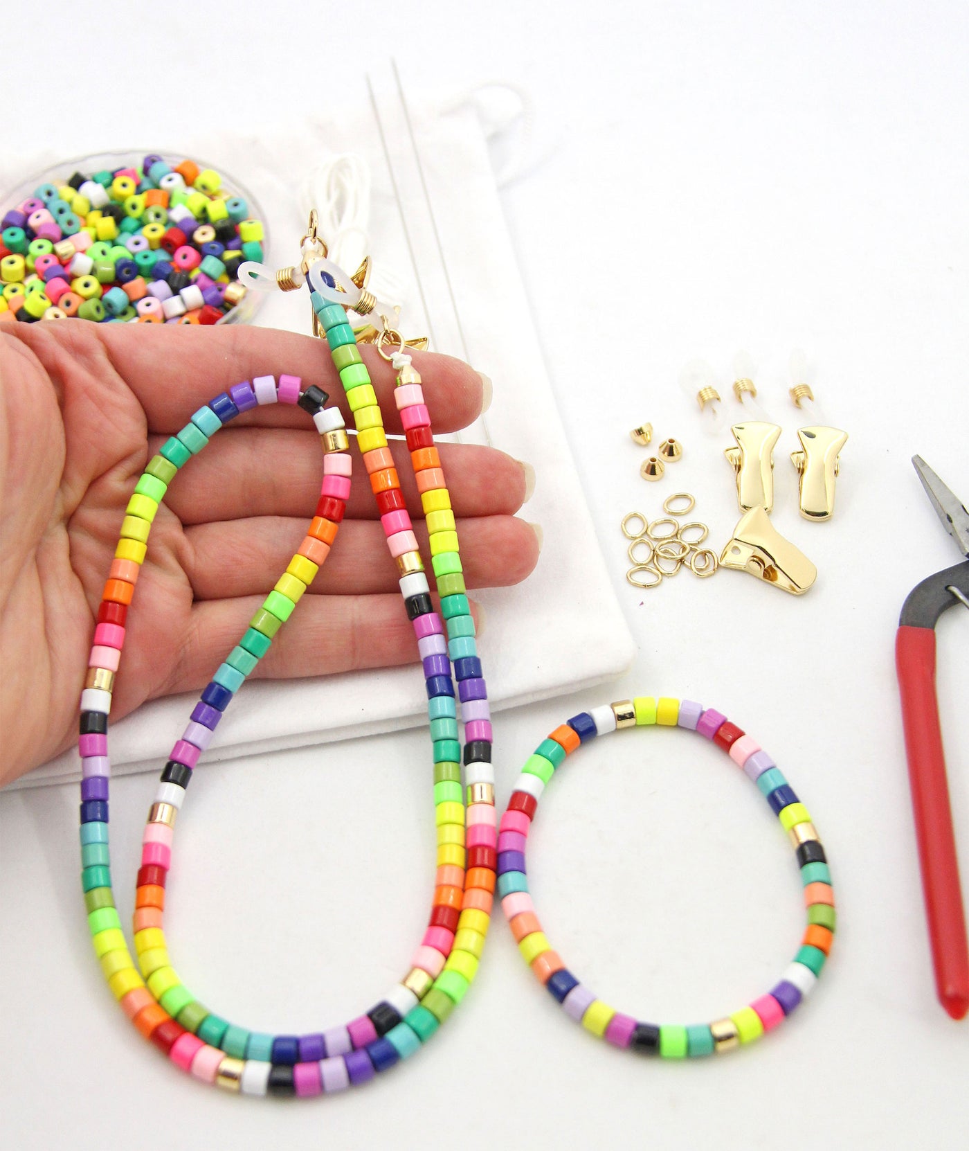 DIY Enamel Bead Mask Necklace Kit, DIY Mask Chain, Eyeglass Strap
