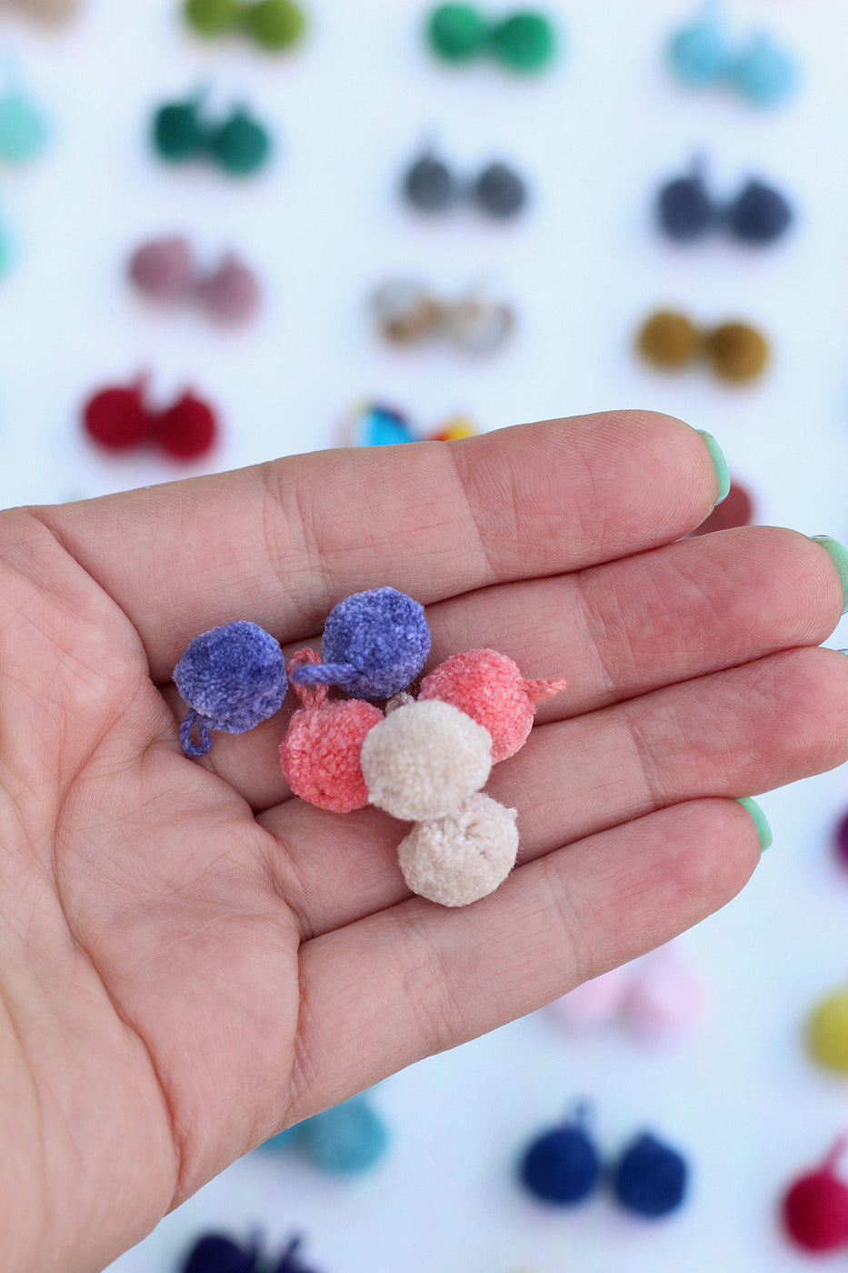 MINI Luxe Pom Poms with Loops, 1/4" Cotton Pom Baubles