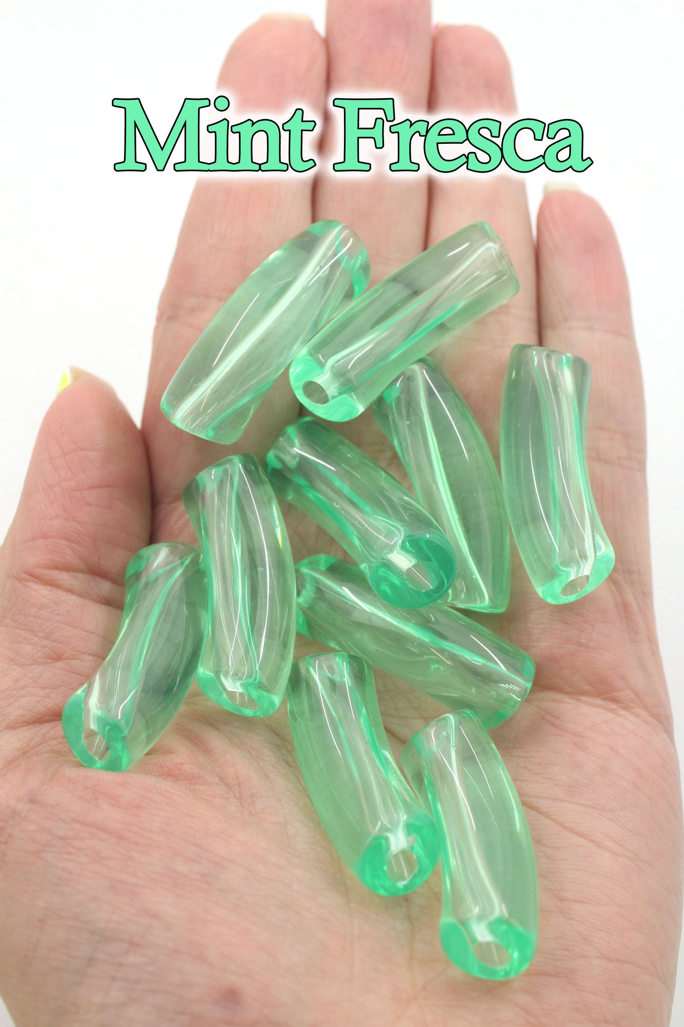 Acrylic Bamboo Beads, Curved Tube Beads, 12mm, Wholesale pricing, for making easy summer bracelets