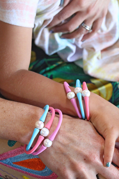 Family Fun: Janis The Pearl Silicone + Pearl Bracelets, Matching Adult & Kids Sets