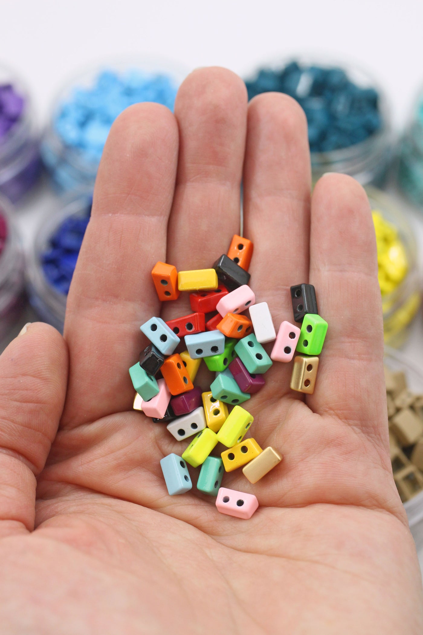 Enamel Tile Beads, 2-Hole Beads for Colorblock Bracelets