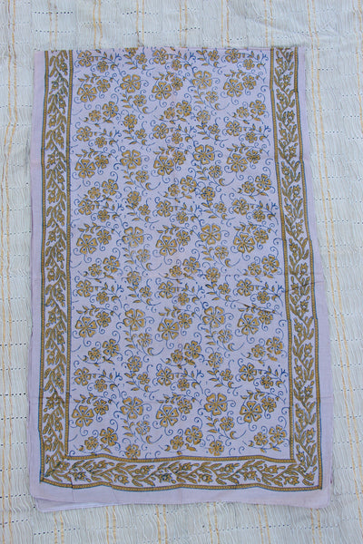 Mauve Floral Hand Block Print Scarf, Cotton, from India