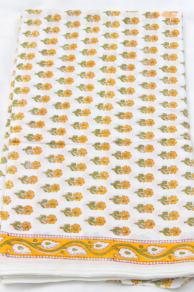 Hand Block Print 100% Cotton Fabric by the yard, Assorted Floral Designs