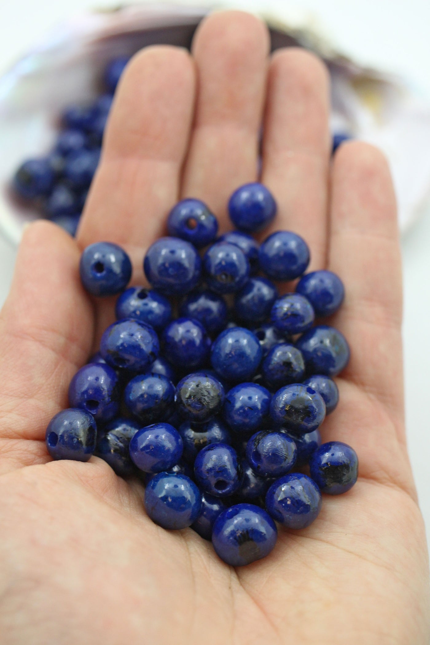 Navy Blue: Real, Natural Acai Beads, 10mm, 100 beads