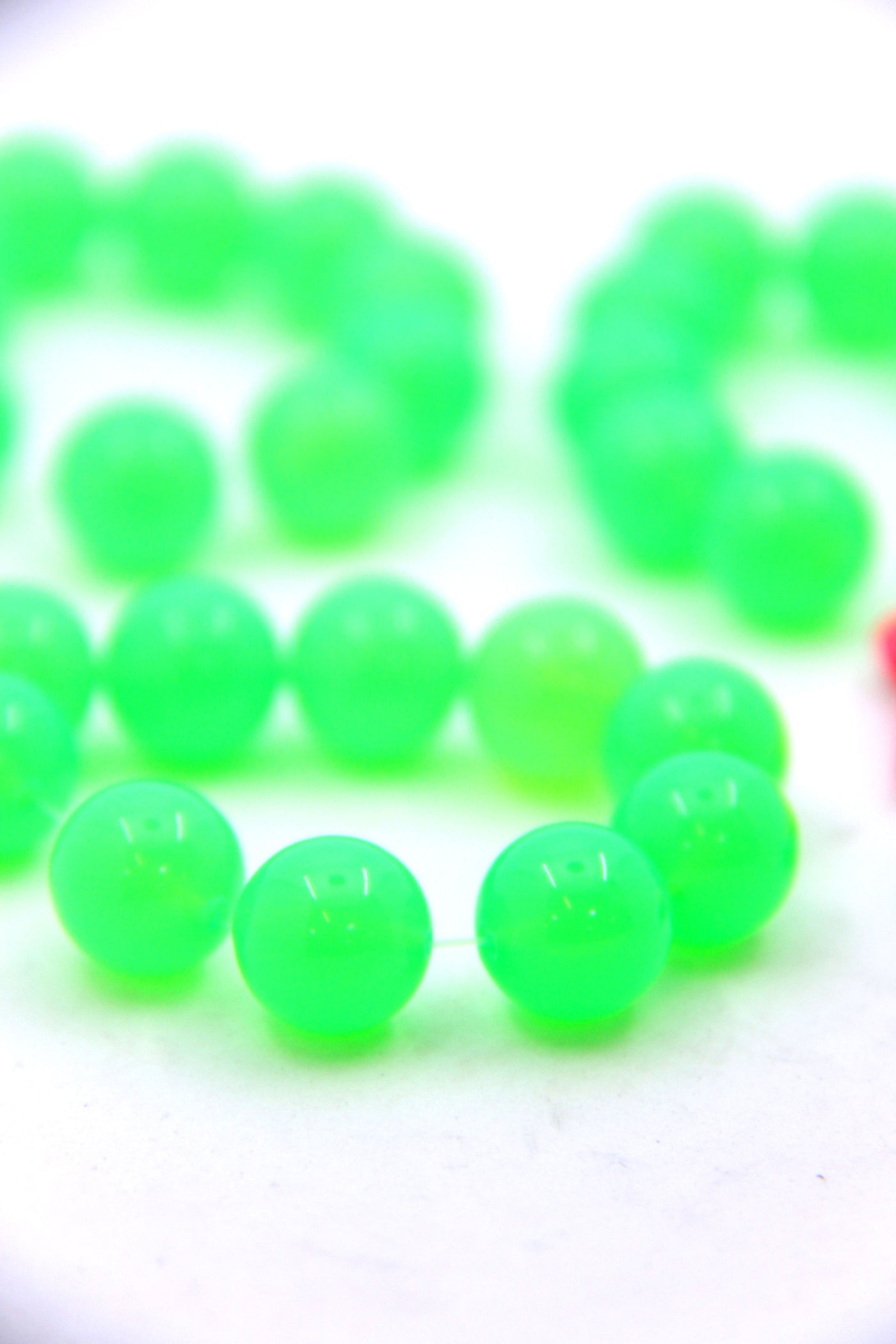 Neon Green German Resin Round Beads, 12mm, 10 Beads