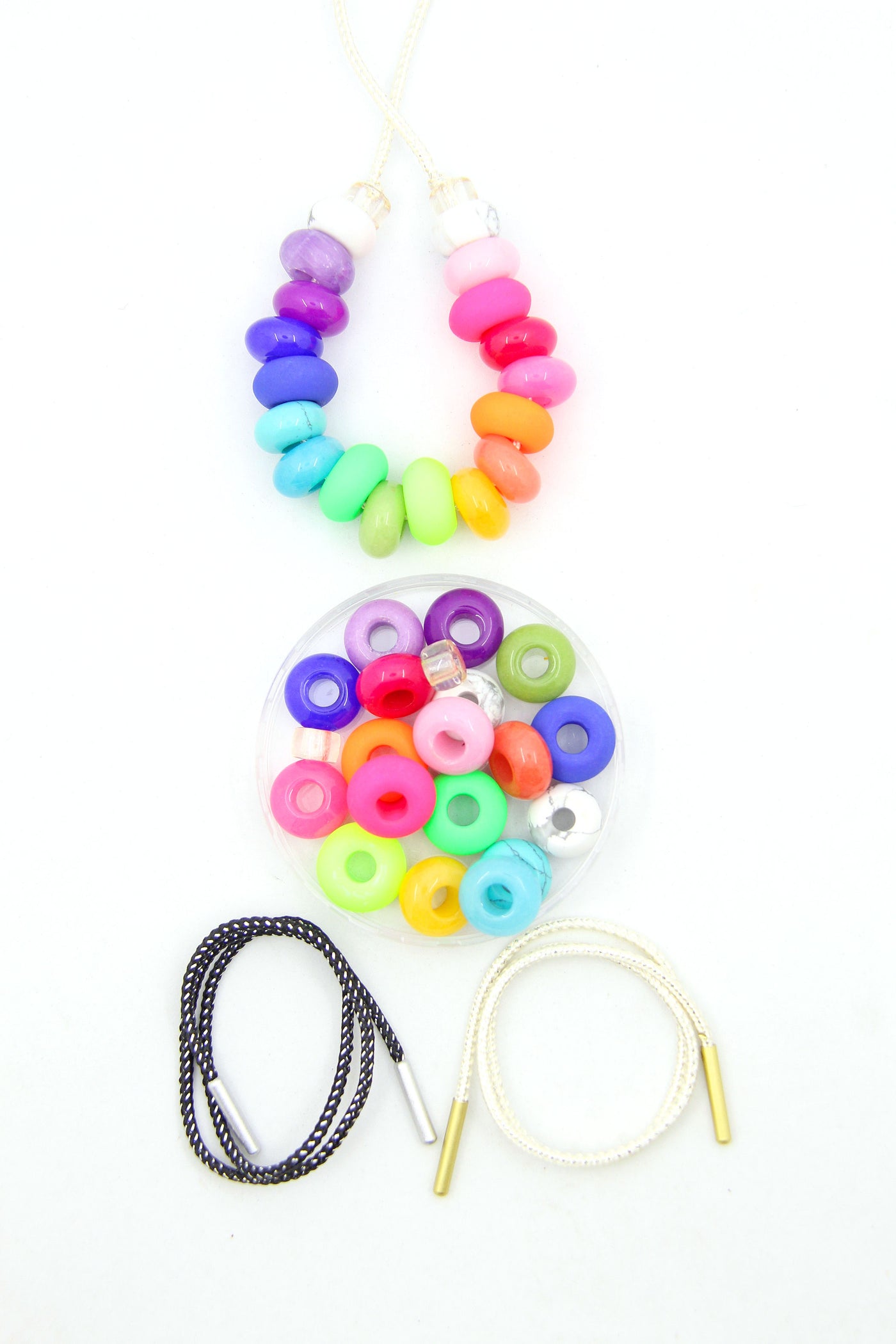 Neon Rainbow DIY Tie On Bracelet Kit, Limited Edition, Large Hole Beads + Lurex Cord