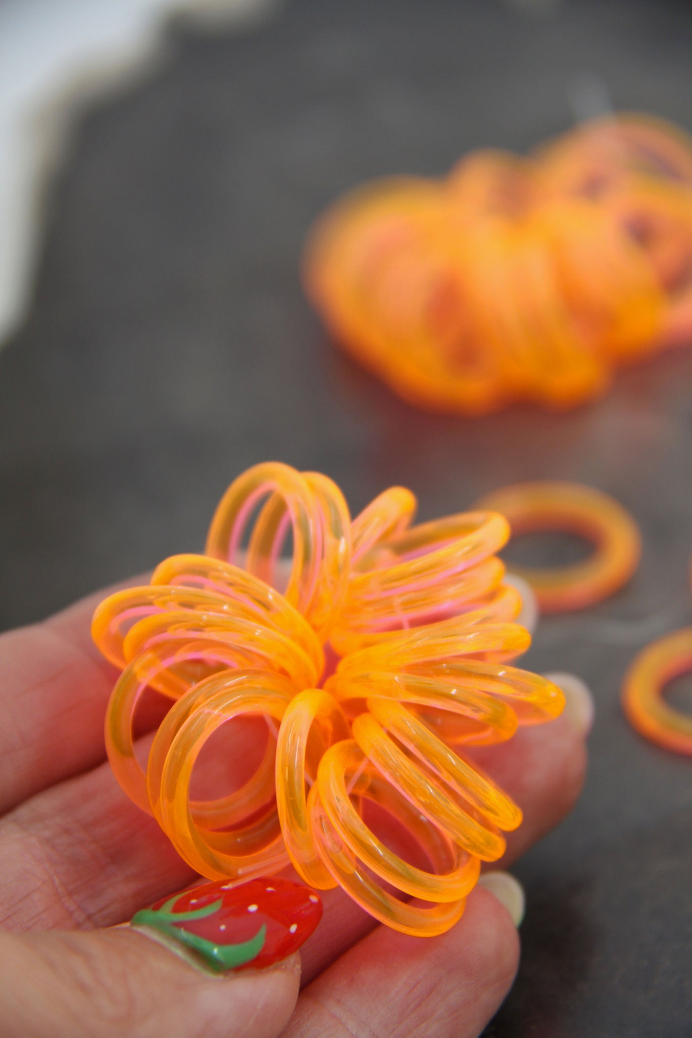 Neon Orange Vintage German Resin Rings, 18mm, 20 Beads