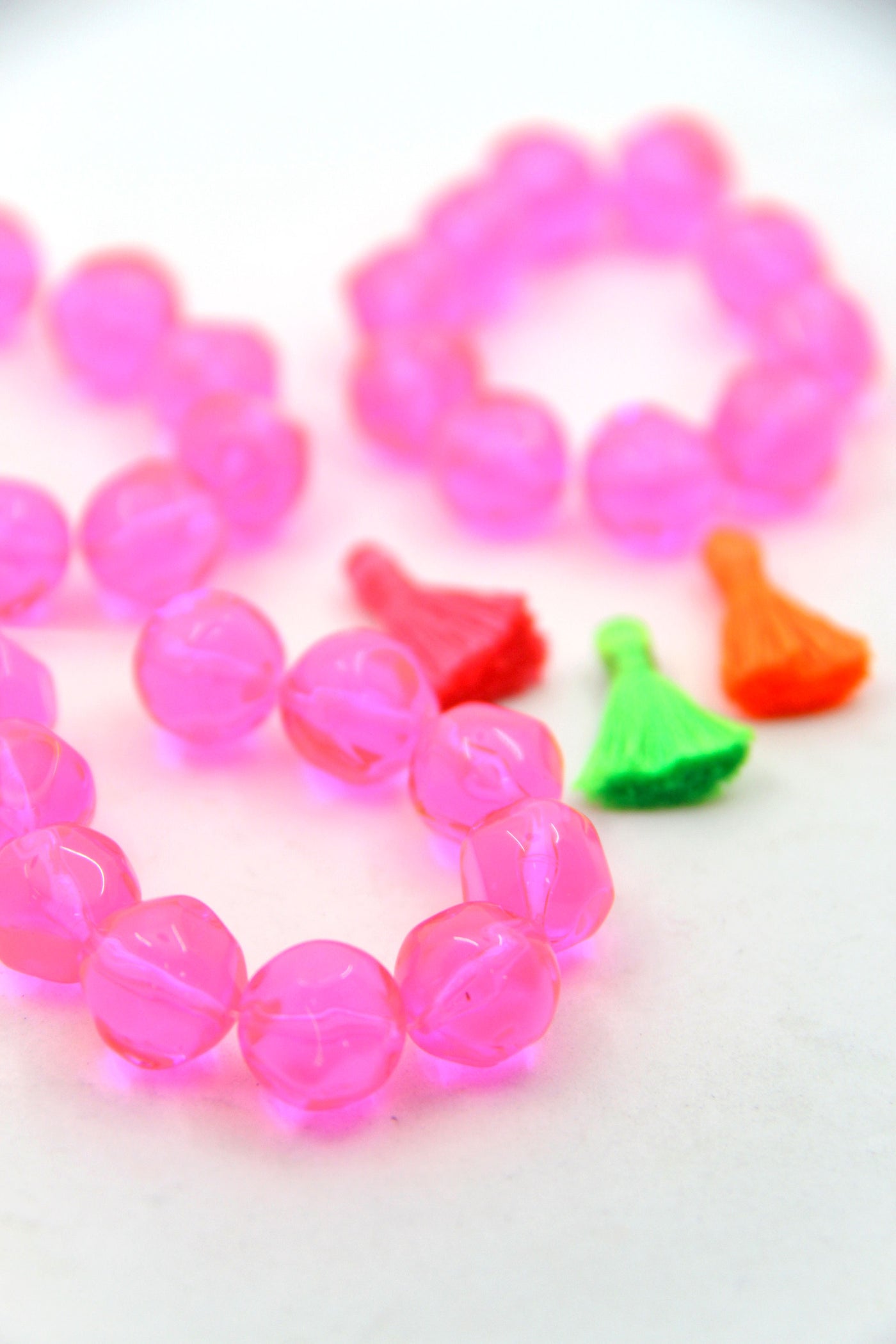 Neon Pink German Resin Round Beads, 12mm, 10 Beads