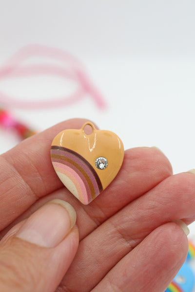 Brown Rainbow Heart Charm with crystal, from WomanShopsWorld