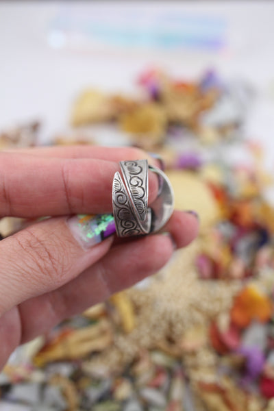 Om Ring in Sterling Silver - ShopWomanShopsWorld.com. Bone Beads, Tassels, Pom Poms, African Beads.