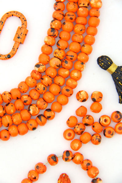 Pumpkin Orange Speckled Bone Rondelle Beads, 8mm, 30 beads