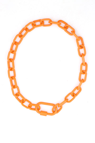 Plastic Chain Link Earrings with Rubber Ring (Assorted Colors) Orange