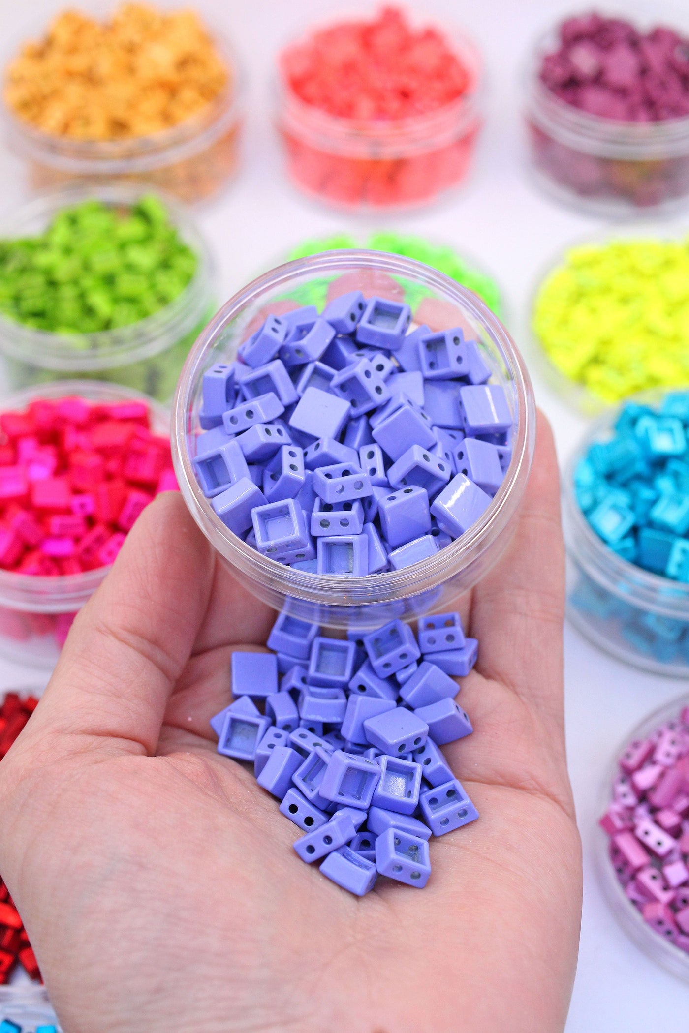 Square Tile Beads, 2-Hole Beads for DIY Crafts & Jewelry Making
