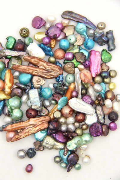 Colorful Freshwater Pearls: Assorted Sizes and Shapes Bead Grab Bag