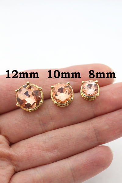 Crystal Bling Charms, Connectors, Asstd. Colors, 8mm, 10mm, 12mm
