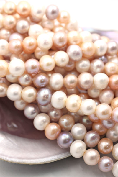 Peach, Pink Champagne, White Assorted AA Grade Large Hole Pearls, 10mm