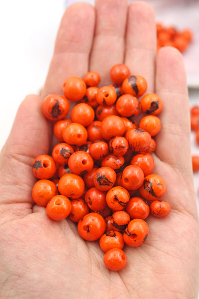 Pumpkin Orange: Real, Natural Acai Beads, 10mm, 100 pieces
