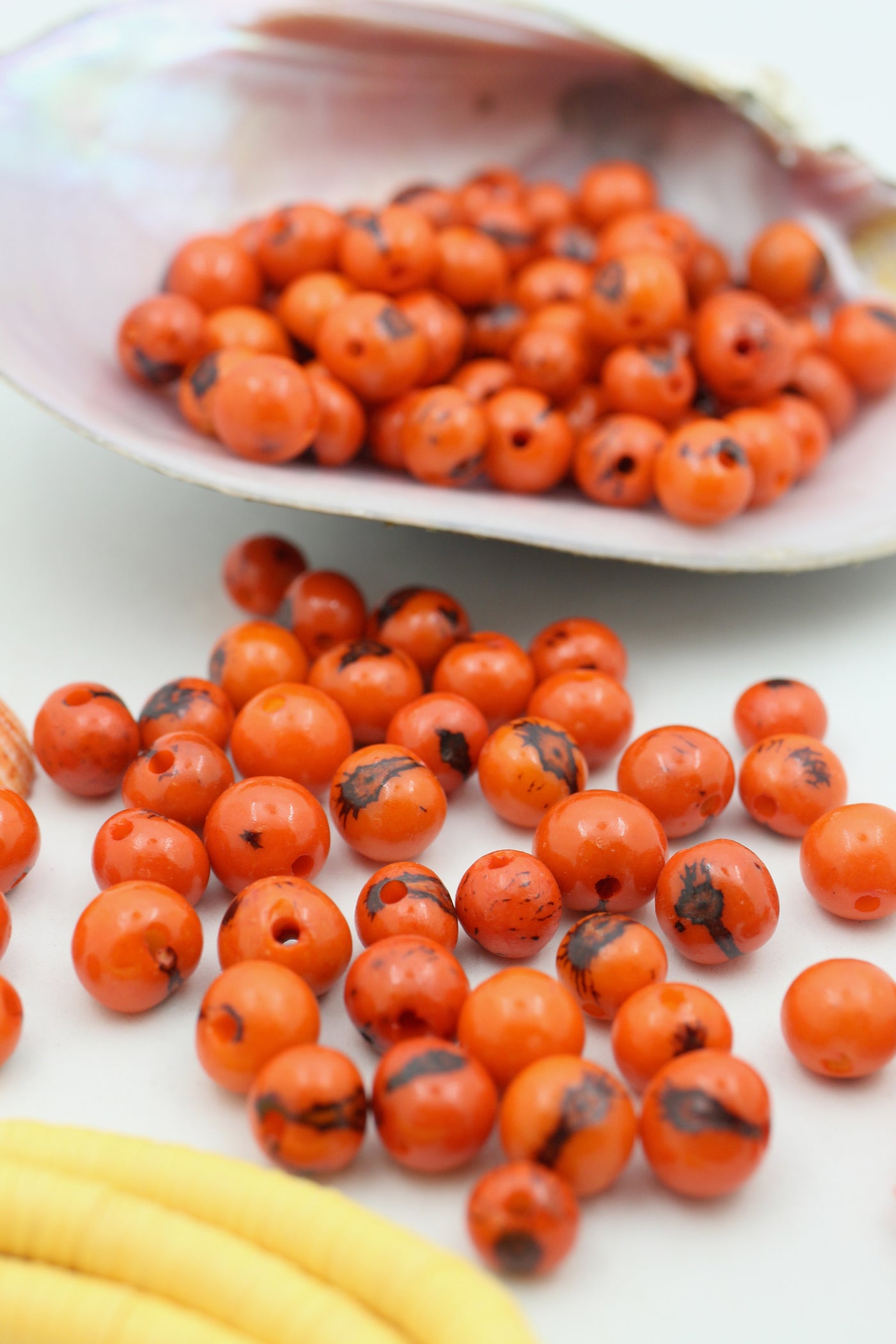 Pumpkin Orange: Real, Natural Acai Beads, 10mm, 100 pieces