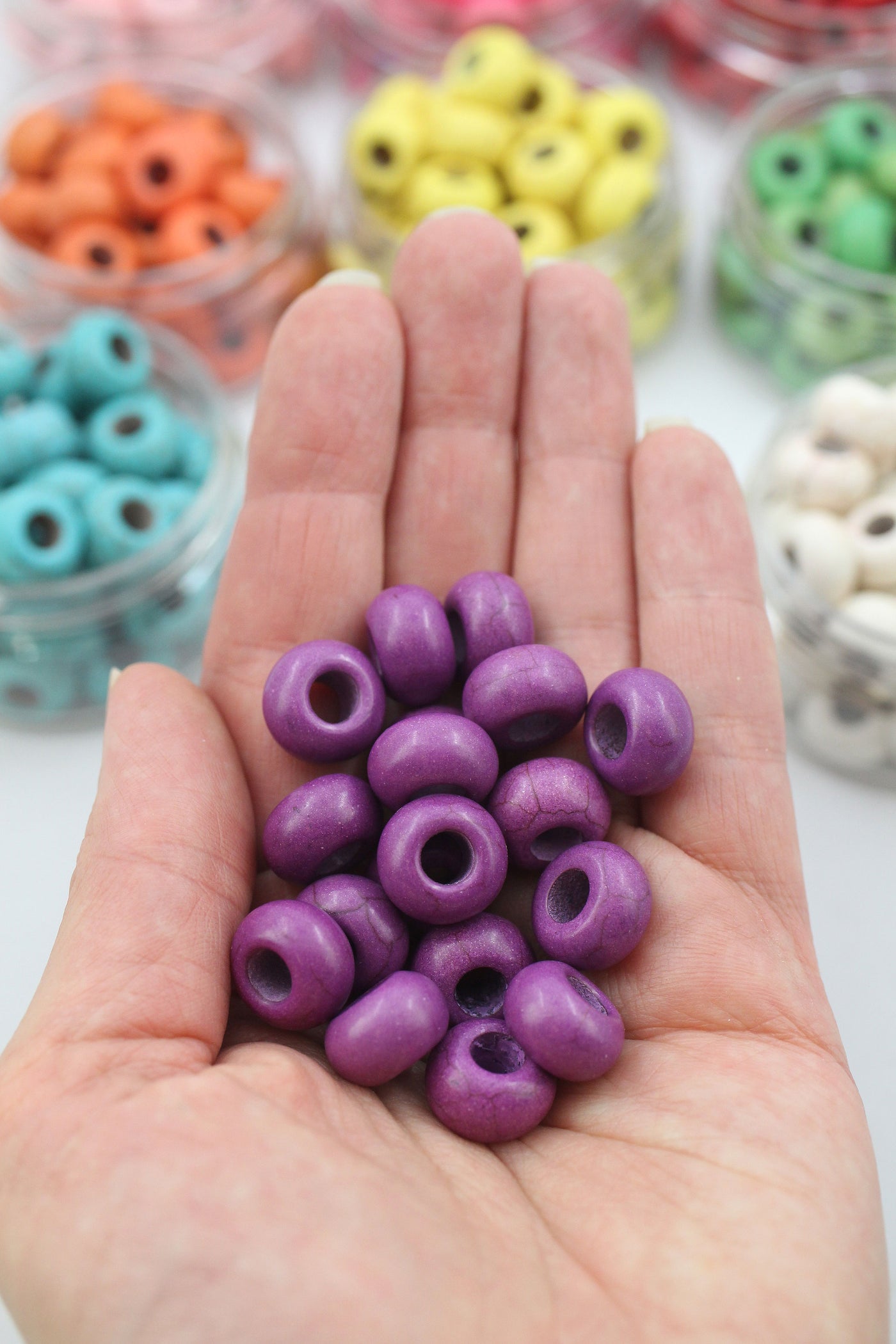 Large Hole Colorful Magnesite Euro Rondelle Beads, 14mm, 5mm Hole