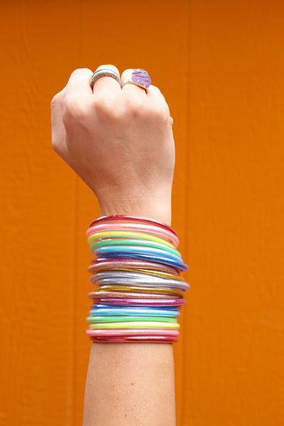 Tube bracelets with glitter inside