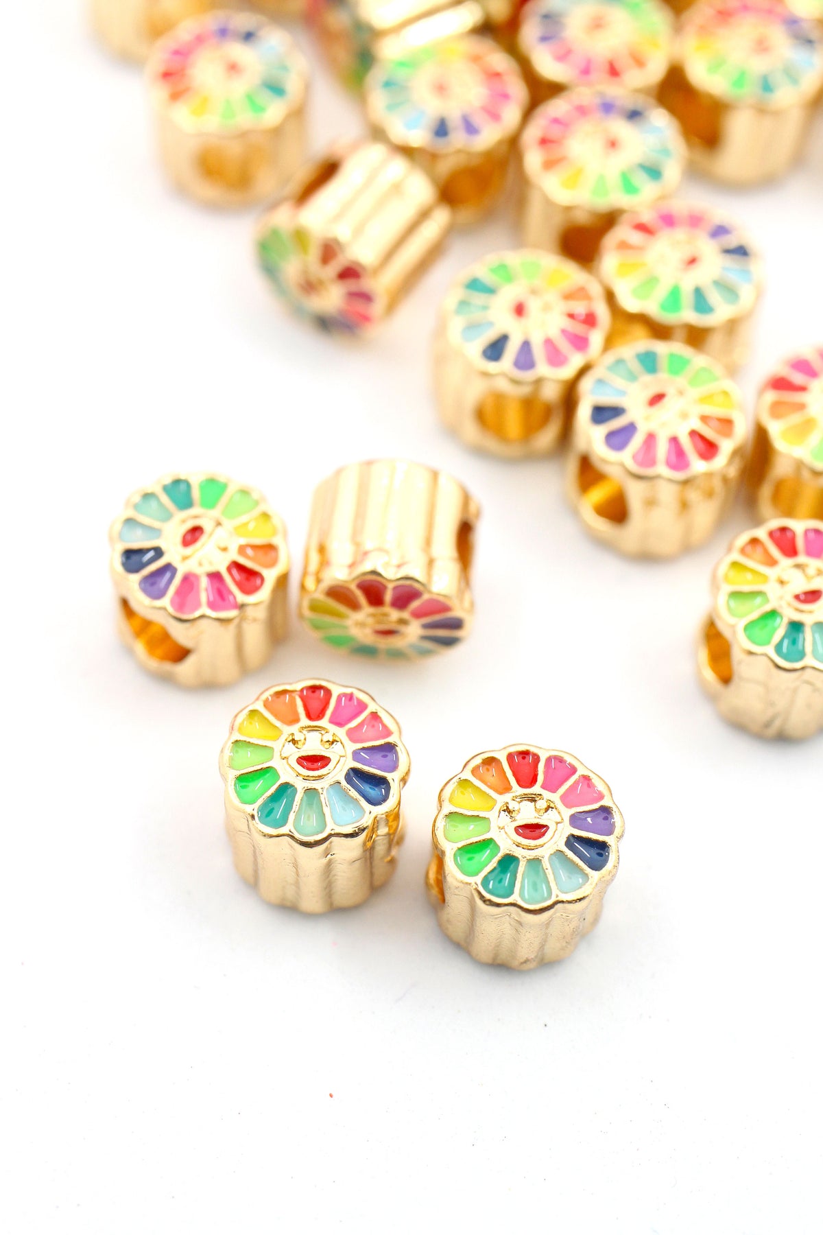 20pcs 5x6mm Tube Enamel Beads Painted Grease Colorful Beads For Bracelets  Making Rainbow Jewelry Making Accessory Supplier