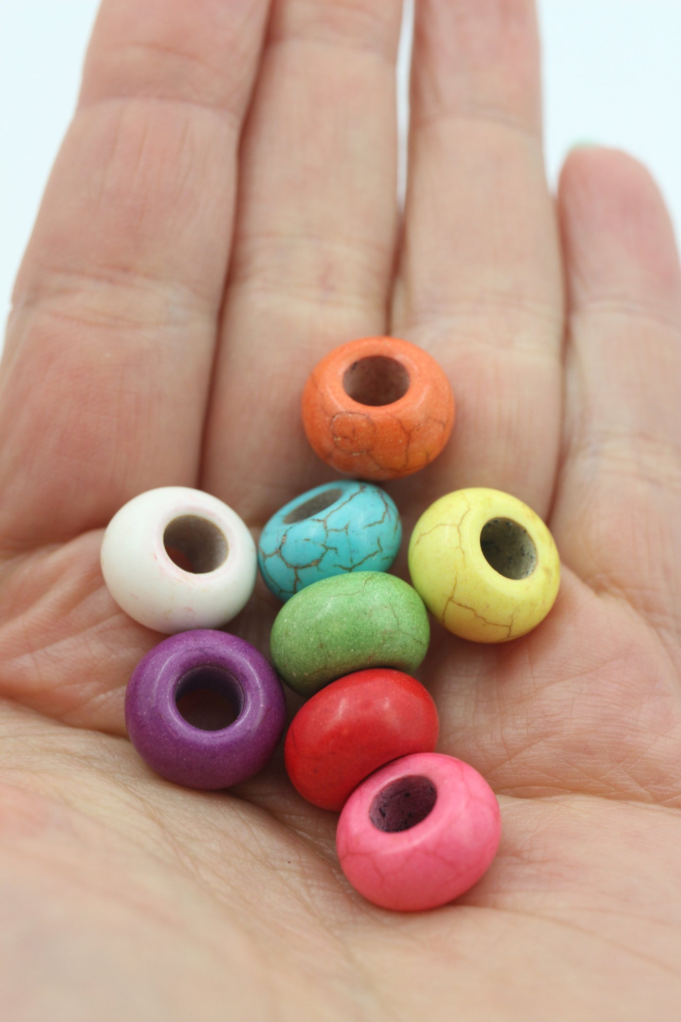 Large Hole Colorful Magnesite Euro Rondelle Beads, 14mm, 5mm Hole