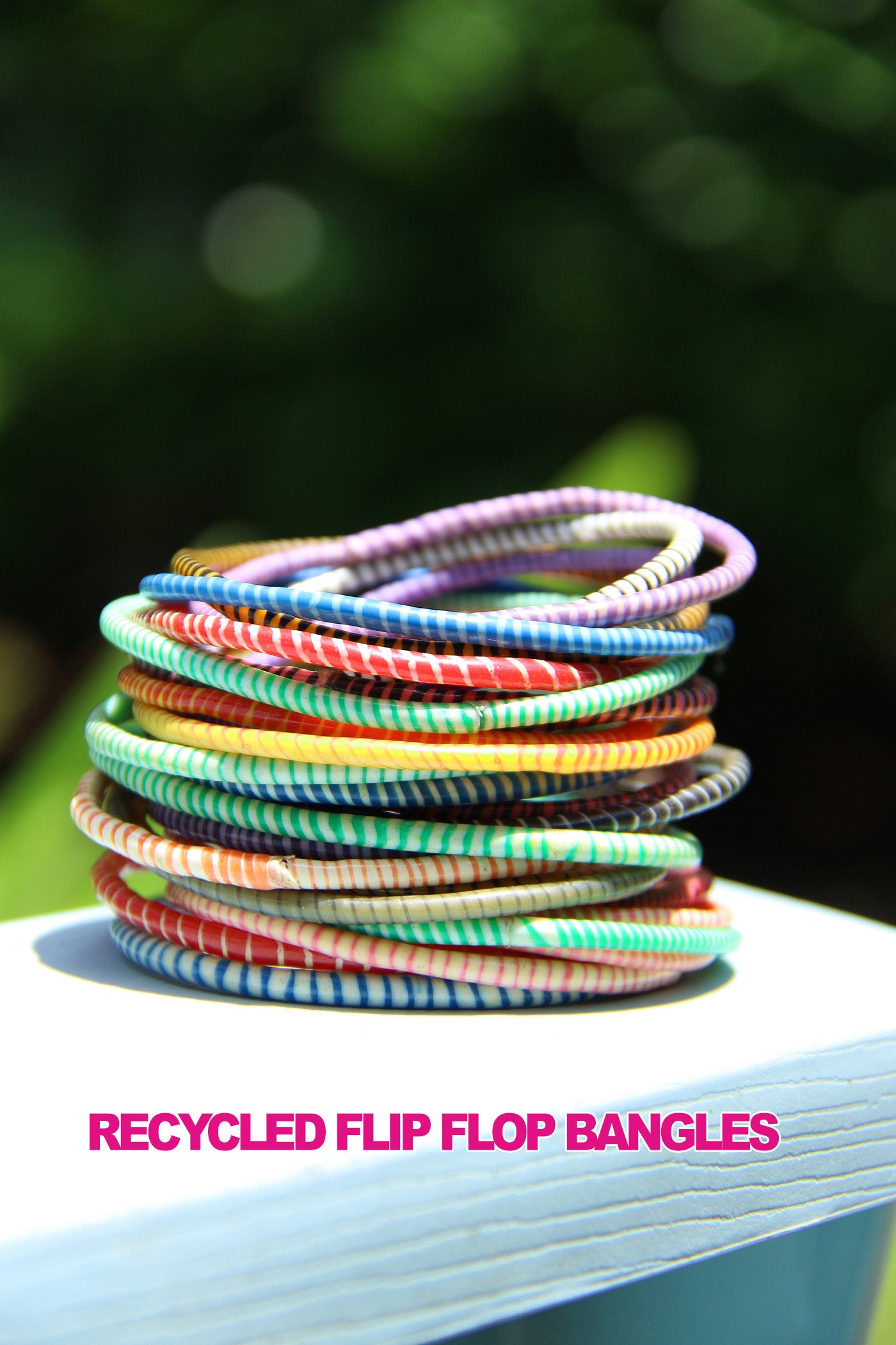Global Rainbow Arm Party Recycled Bangles from Mali - ShopWomanShopsWorld.com. Bone Beads, Tassels, Pom Poms, African Beads.