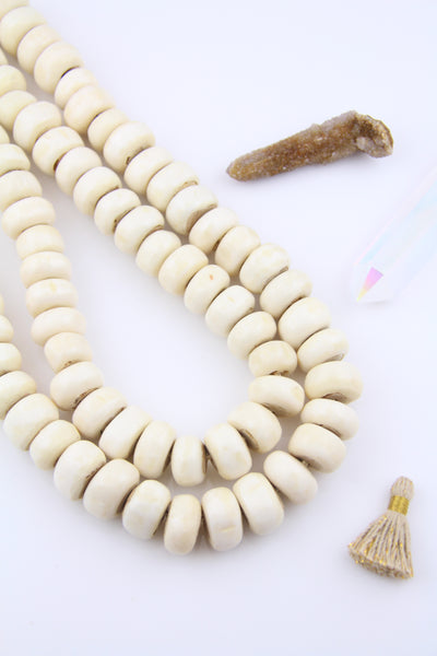 Large White Kenyan Recycled Bone Beads, 25mm