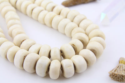 25mm White Bone Beads