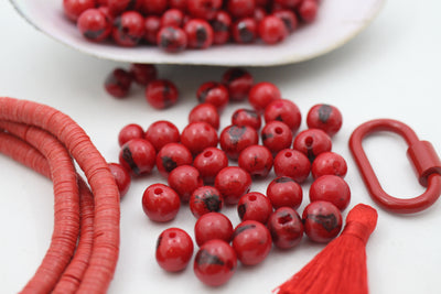 Scarlet Red: Real, Natural Acai Beads, 10mm, 100 beads