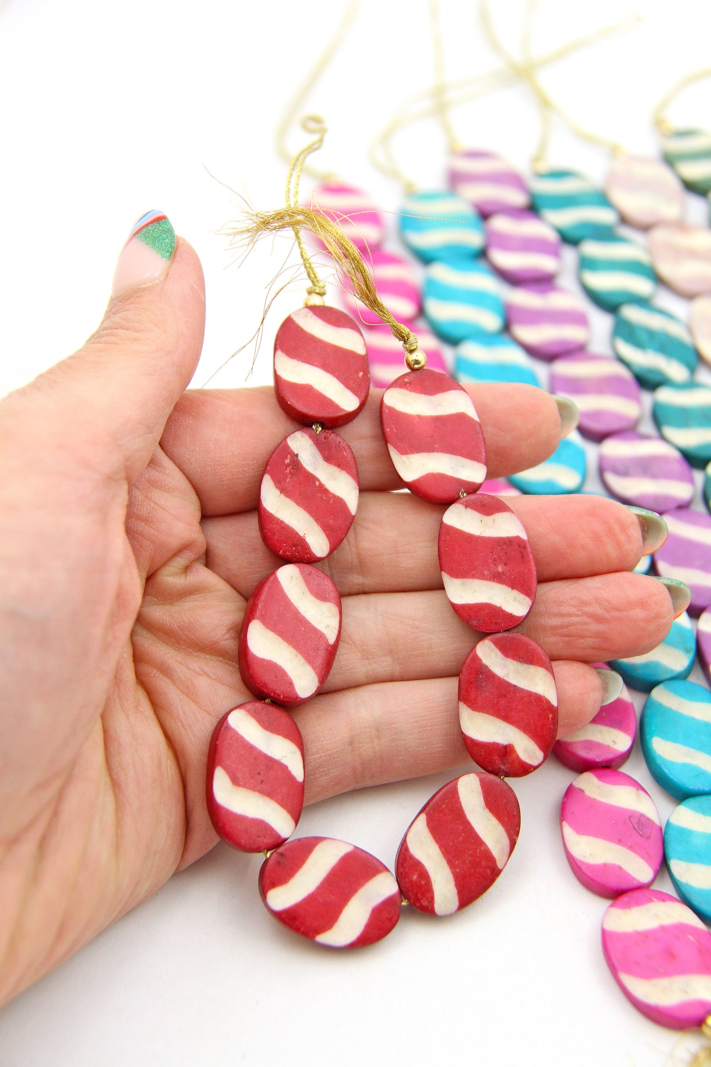 Pastel Striped Easter Egg Beads