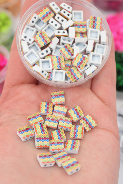 Square Tile Beads, 2-Hole Beads for DIY Crafts & Jewelry Making