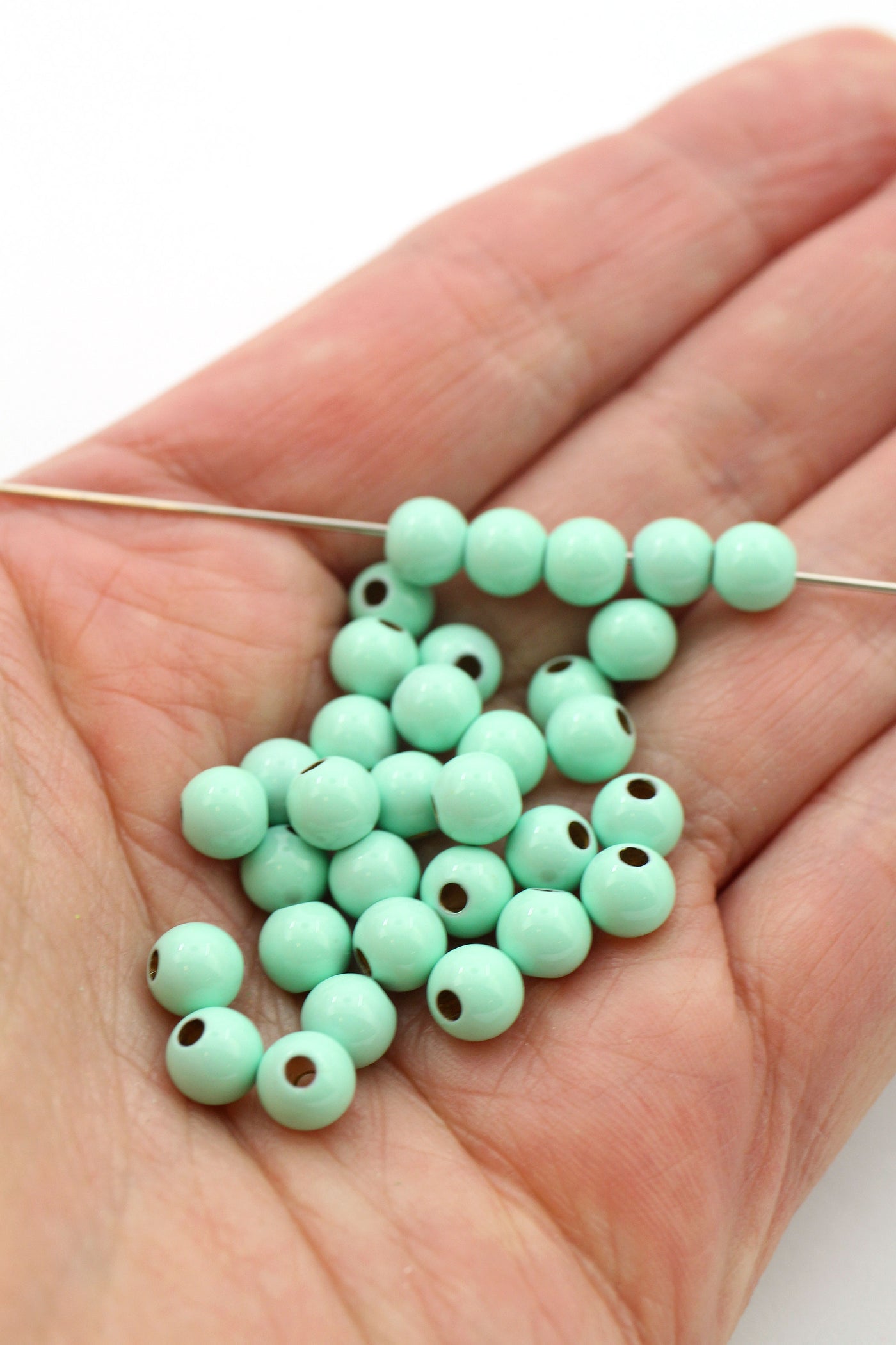 Robin's Egg Enamel Sprinkles Round Beads for DIY Jewelry, 6mm, 1 bead