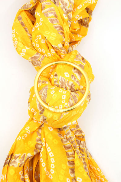 Traveler Gift Set: Yellow Indian Scarf, Gold Thai Buddhist Bangle