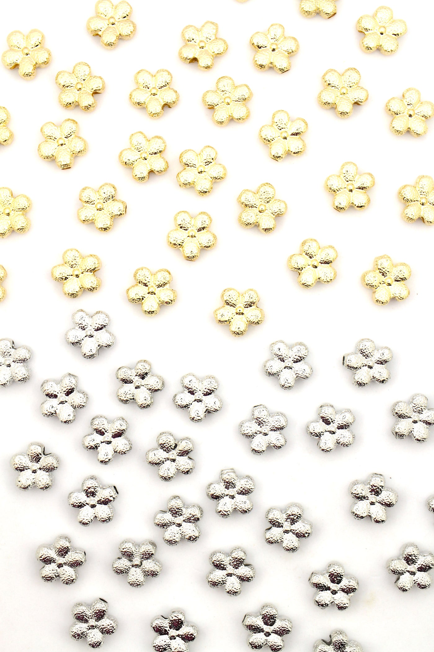 Italian Gold and Silver Flower Beads with large hole