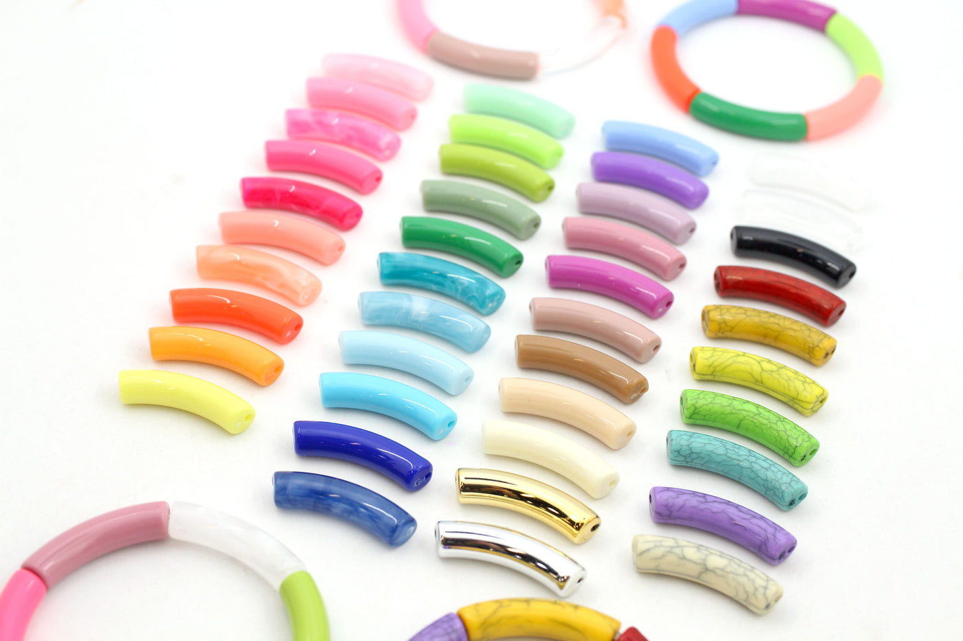 Skinny Acrylic Bamboo Beads, Curved Tube Beads, 8mm, 1 pc.