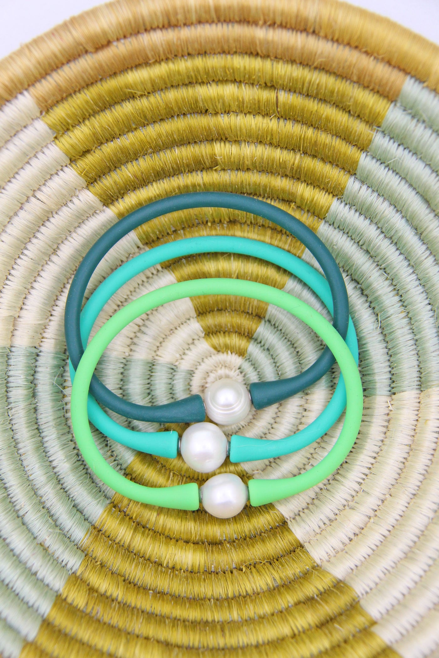 Lucky Bracelet Stack:  Janis the Pearl Bangles, St. Patrick's Day Arm Party