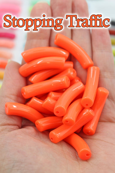 Wholesale Skinny Acrylic Bamboo Beads, Curved Tube Beads, 8mm, 1 pc.