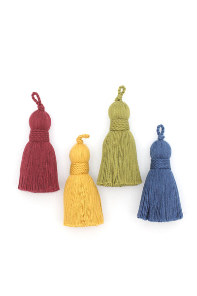 Sultry Spice Tassel Mix, 4 Tassels, 2.75" Cotton Fringe for DIY Jewelry