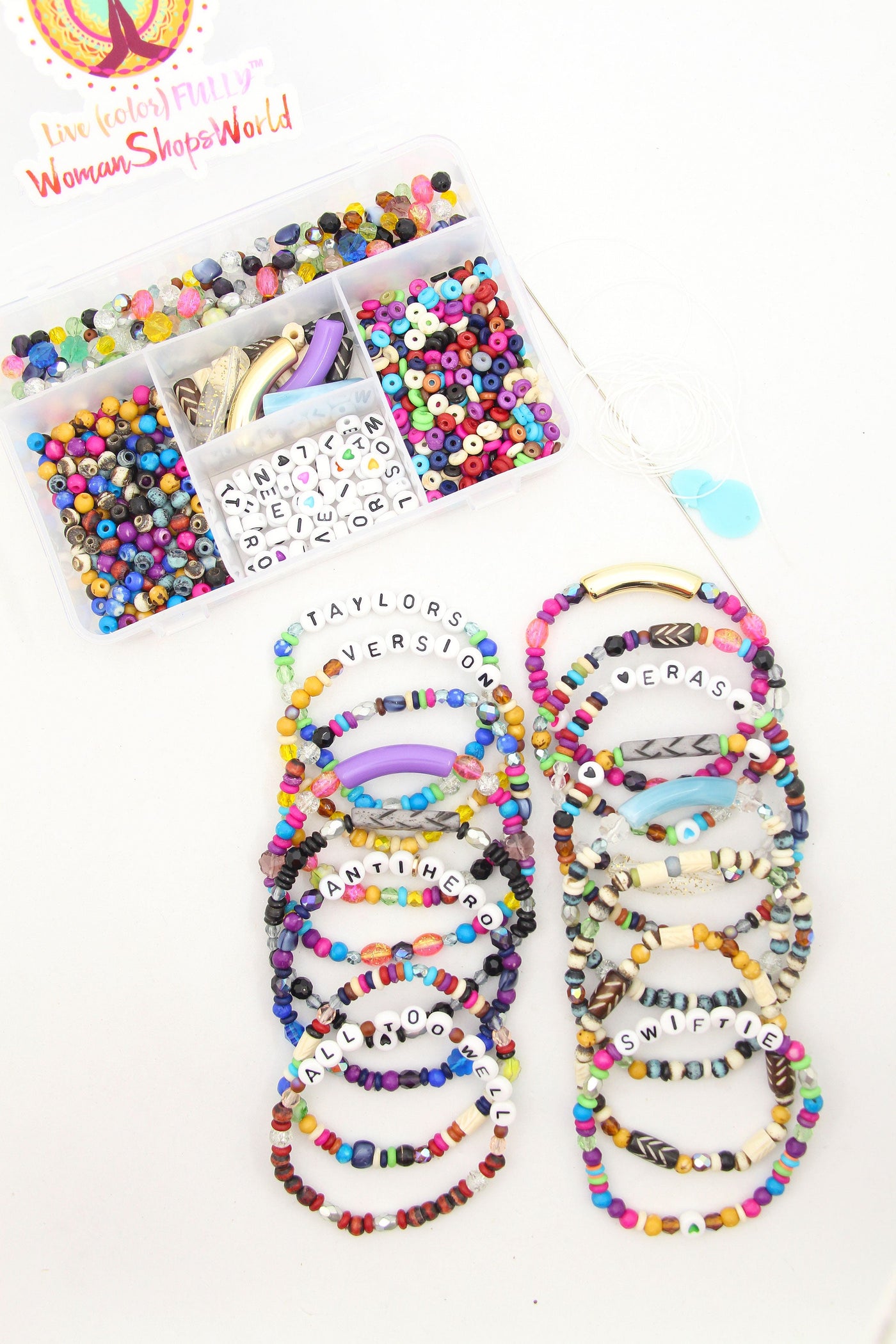 DIY Bright Pastel Swiftie Stretch Bracelet Kit Stretchy Bracelet Bead Kit  Swiftie Beaded Name/word Bracelet Kit Friendship Bracelets 