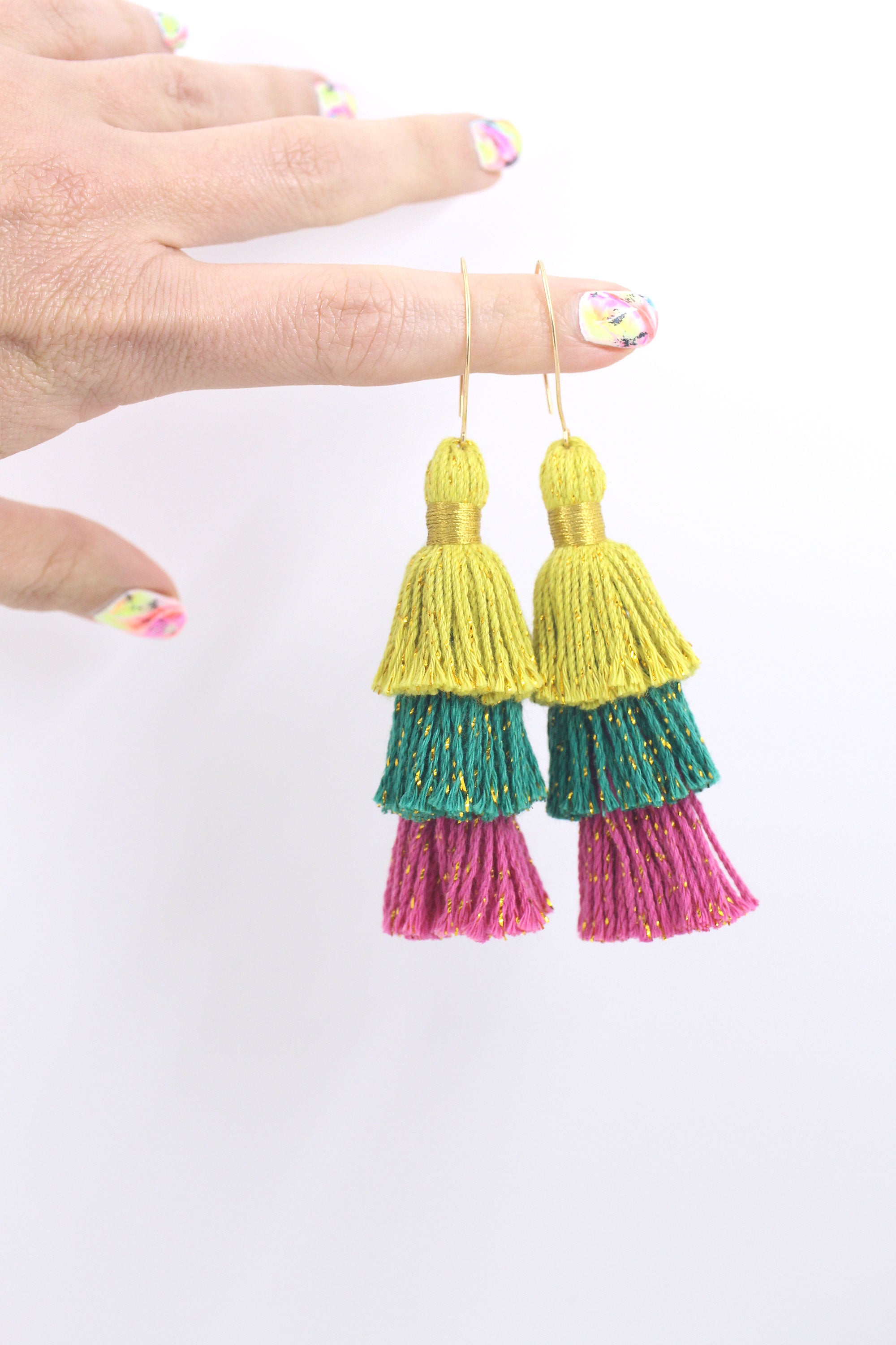 BOHO Layered Tassels Fringe Five Tier Tassels Pendant Triple Cotton Tassel  Ombre Tiered Earrings Tassels MY1491 - AliExpress