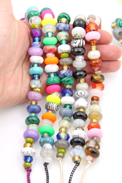 Beads for DIY Tie On Bracelet or Necklace Kit, Large Hole Euro Beads