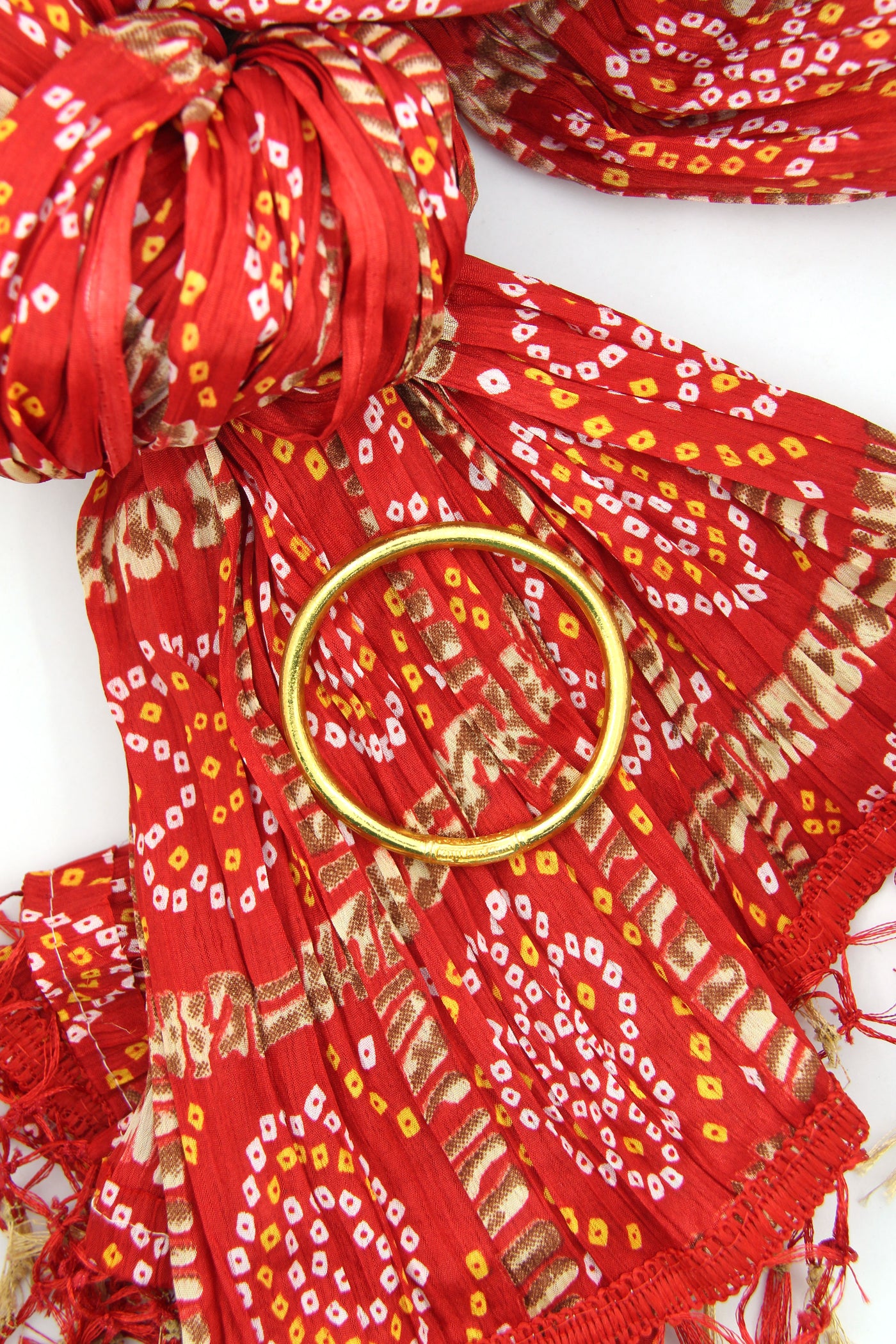 Traveler Gift Set: Multicolor Scarf, Gold Thai Buddhist Bangle