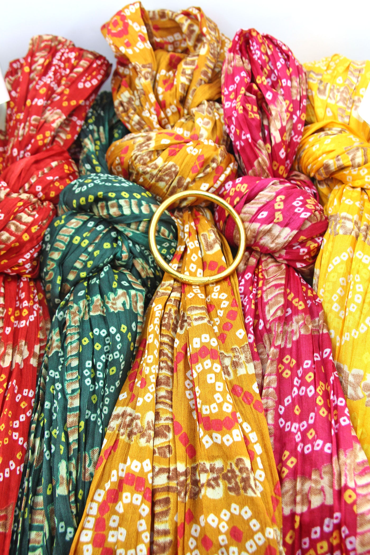 Traveler Gift Set: Multicolor Scarf, Gold Thai Buddhist Bangle
