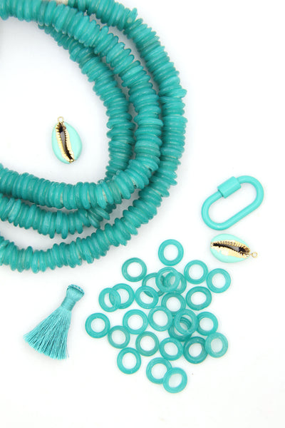 Turquoise Opal Dutch Donut Dogon Beads: 11-12mm, 10 Pieces