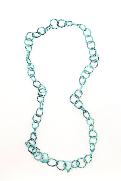 Aqua Recycled Flip Flop Loop Necklace from Mali