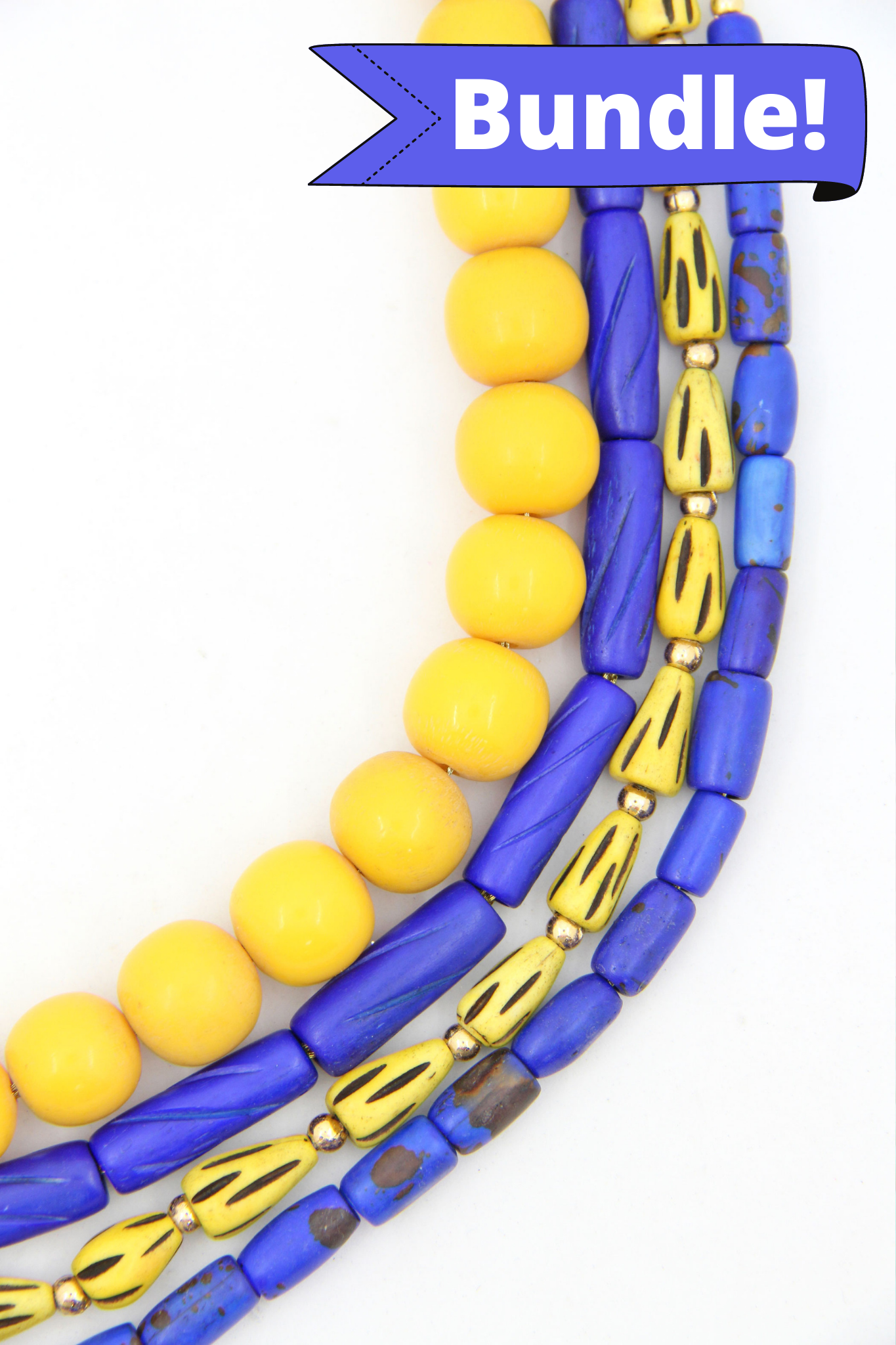 Peace In Ukraine Bead Bundle, Yellow & Blue Beads, Support Children in Ukraine, 4 strands