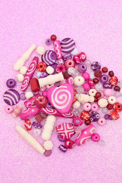 Assorted beads for DIY Valentine's Day Jewelry