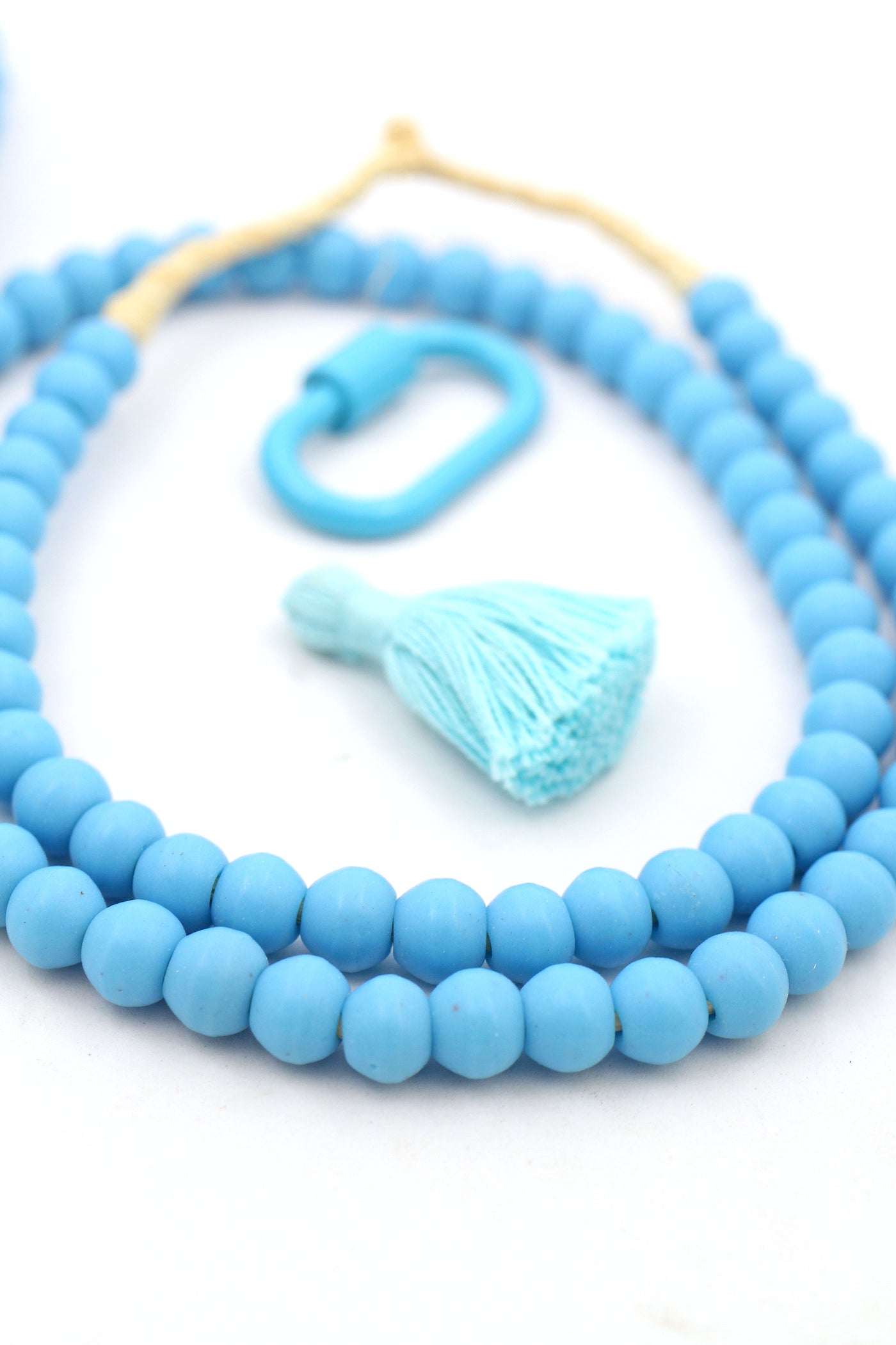 Marine Blue Vintage French Glass Round Beads, Necklace, 8mm